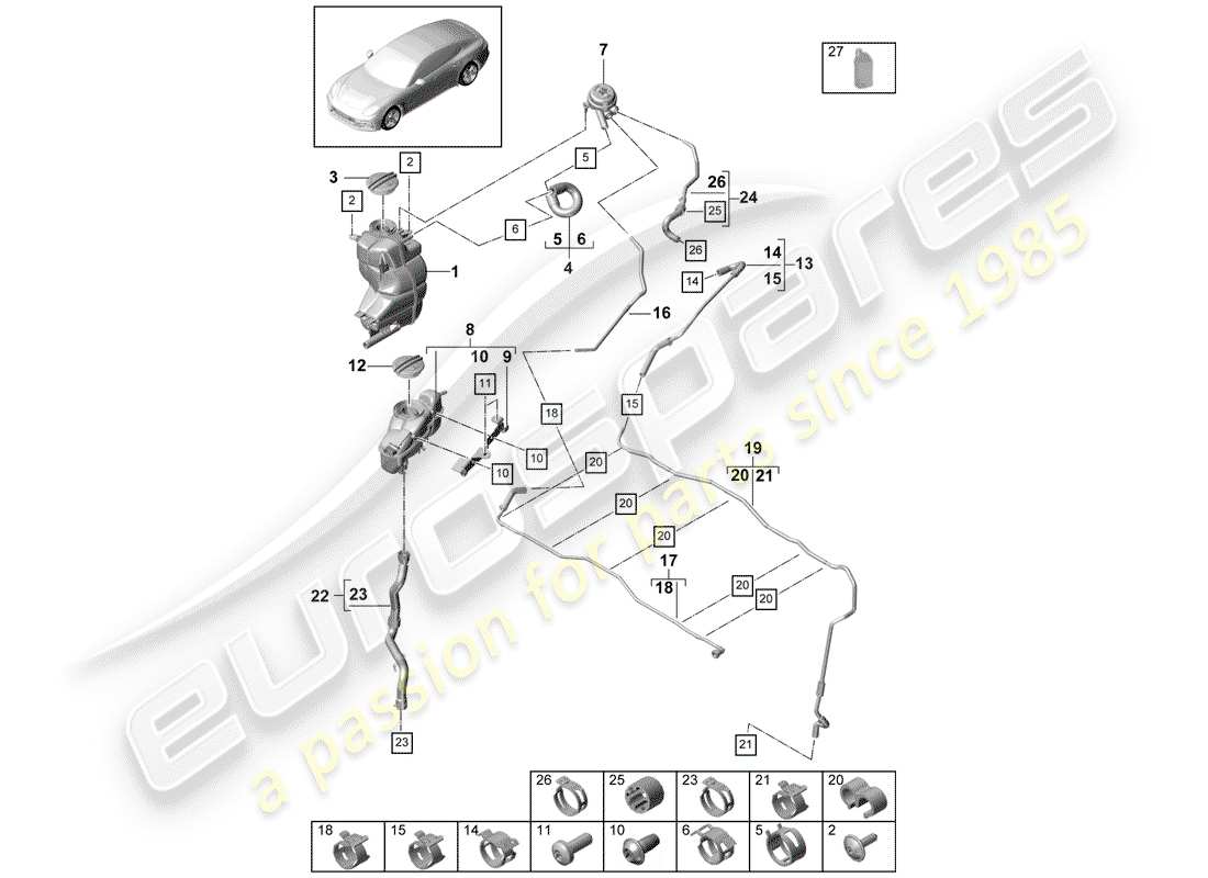 porsche 2018 (panamera 971-1) wasserkühlung teilediagramm