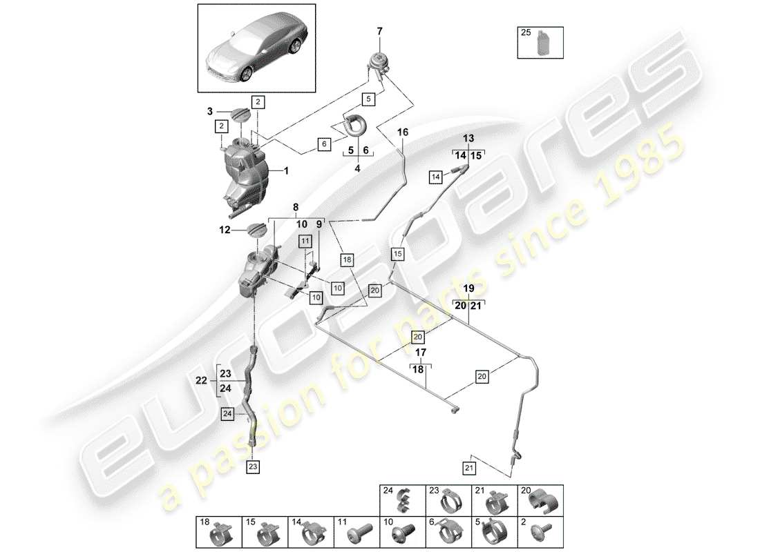 porsche 2019 (panamera 971-1) wasserkühlung teilediagramm