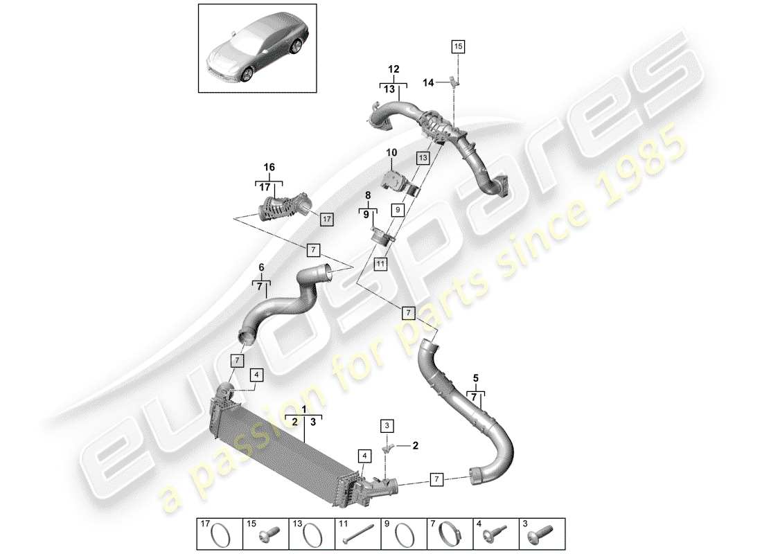 porsche 2019 (panamera 971-1) ladeluftkühler - teilediagramm