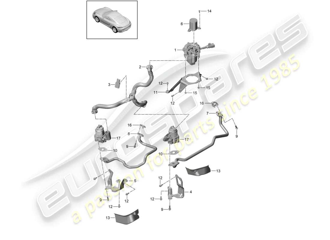 porsche 2019 (718 cayman) sekundärluftpumpe teilediagramm