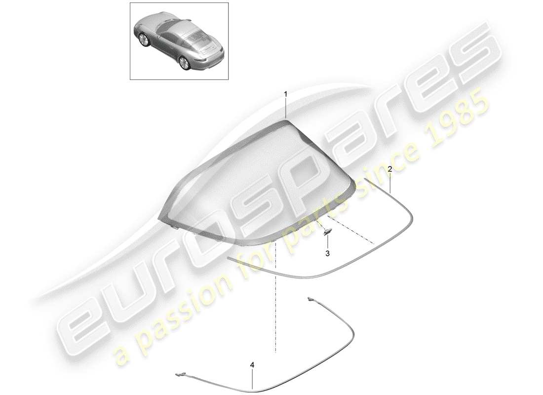 porsche 2015 (991-1) heckscheibenglas teilediagramm