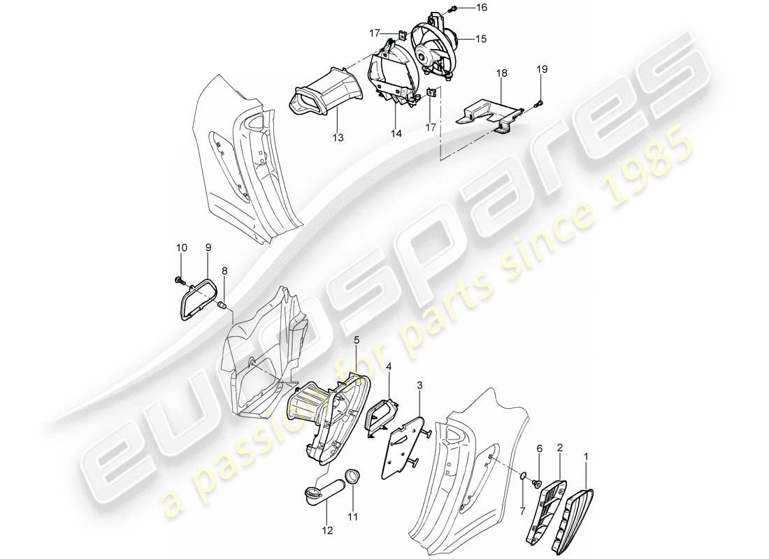 porsche 2007 (987 cayman) belüftungsteildiagramm