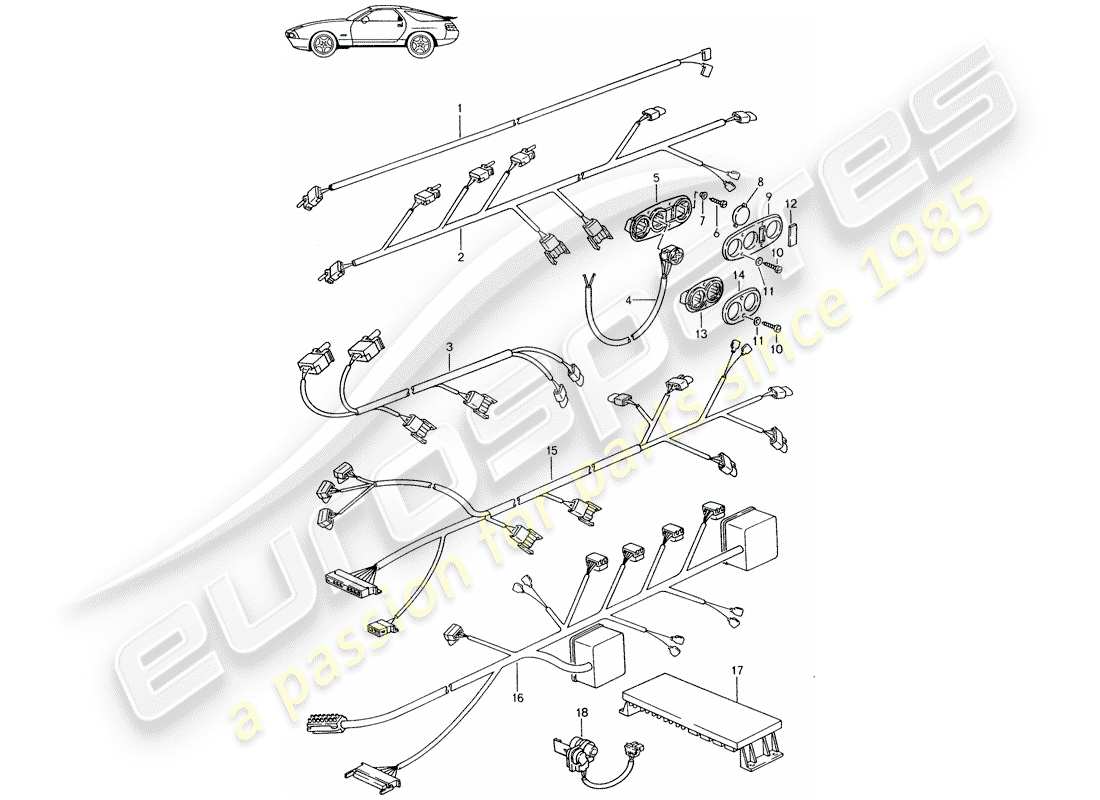 porsche 1987 (seats for 944/968/911/928) kabelbäume - schalter - seat - d - mj 1987>> ersatzteildiagramm