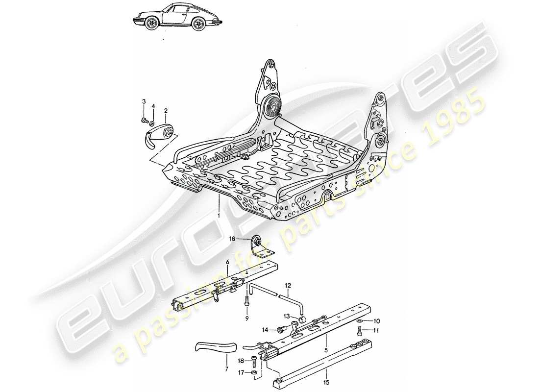 porsche 1987 (seats for 944/968/911/928) rahmen für sitz - für manuelle einstellung - d - mj 1985>> - mj 1986 ersatzteildiagramm