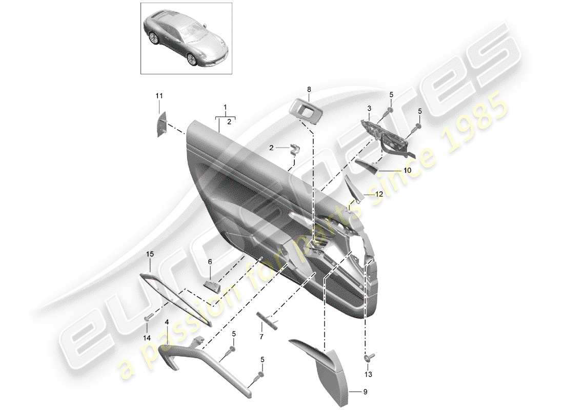 porsche 2017 (991-2) türplatte teilediagramm