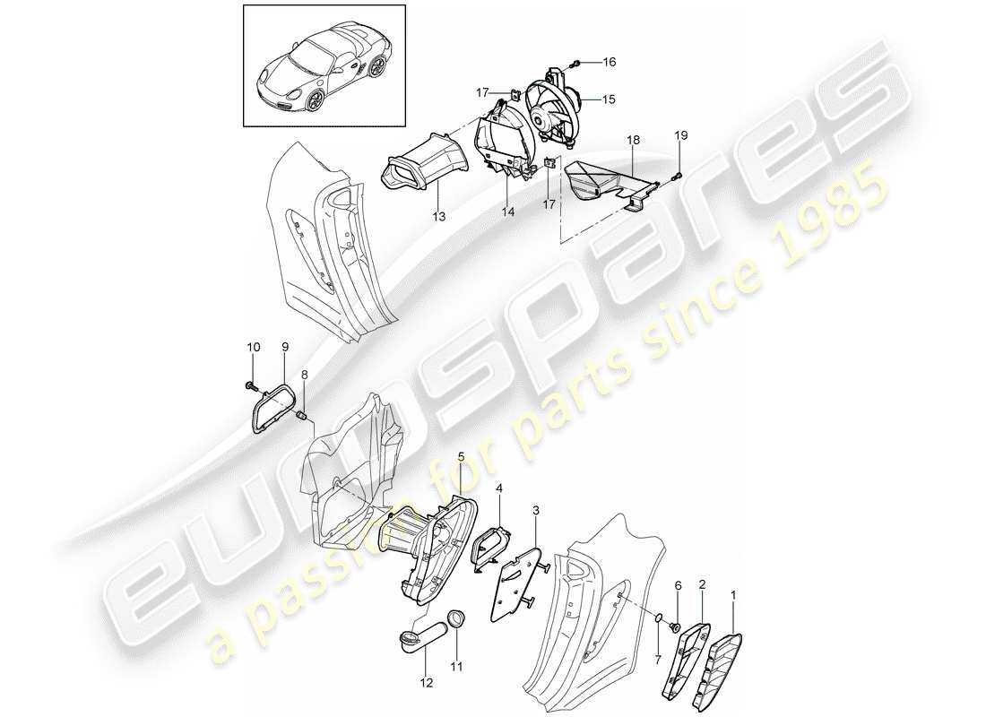 porsche 2012 (987 boxster) belüftung teilediagramm