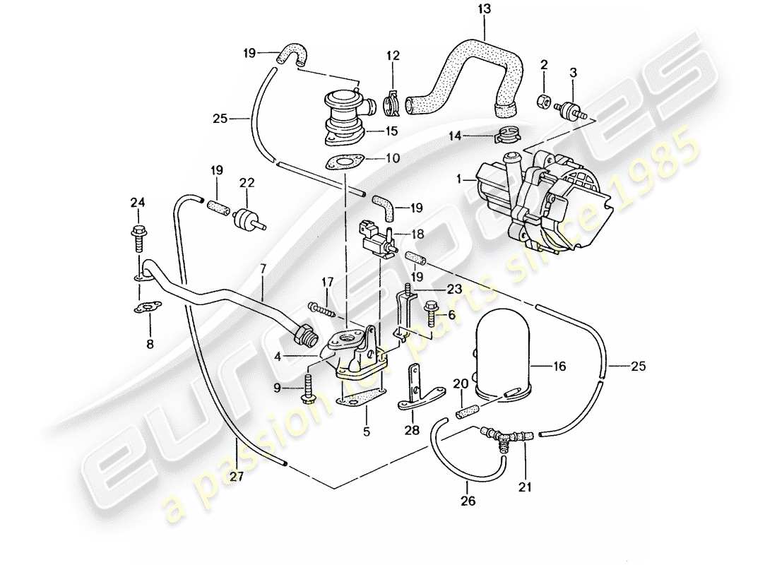 porsche 2000 (986 boxster) sekundärluftpumpe - - d - mj 2000>> - mj 2002 ersatzteildiagramm