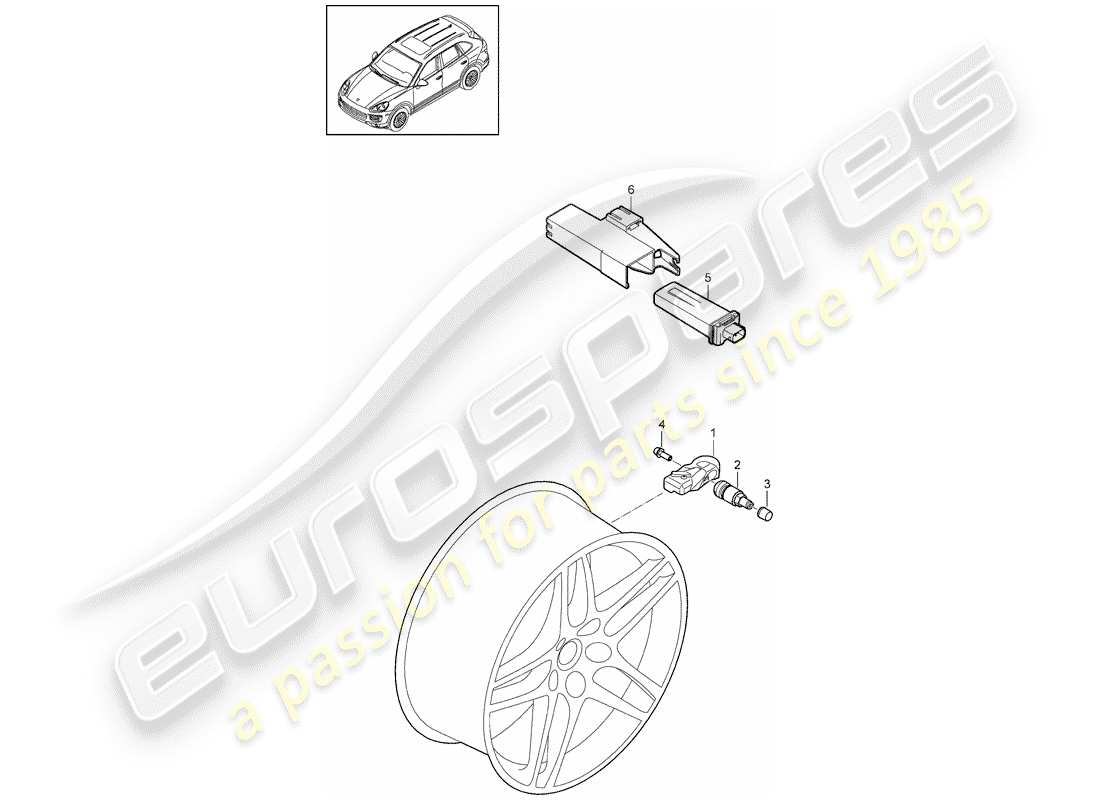 porsche 2016 (cayenne e2 92a) reifendruckkontrollsystem teilediagramm