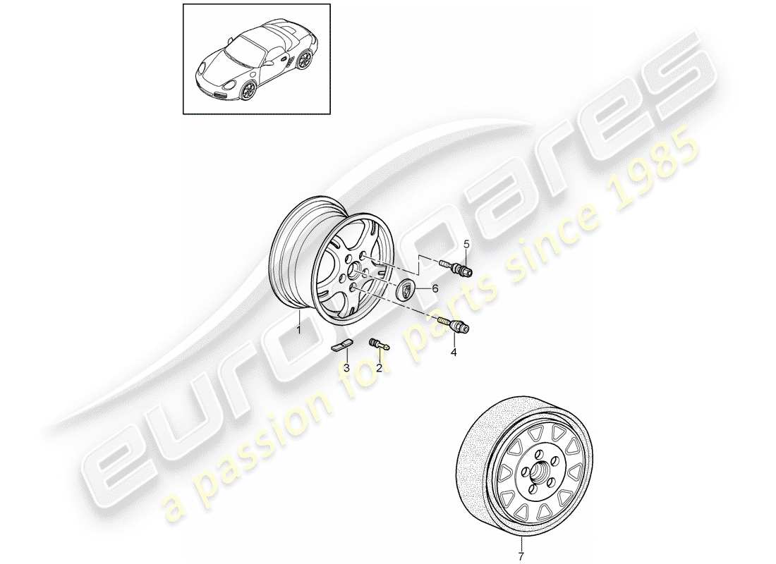 porsche 2011 (987 boxster) räder ersatzteildiagramm