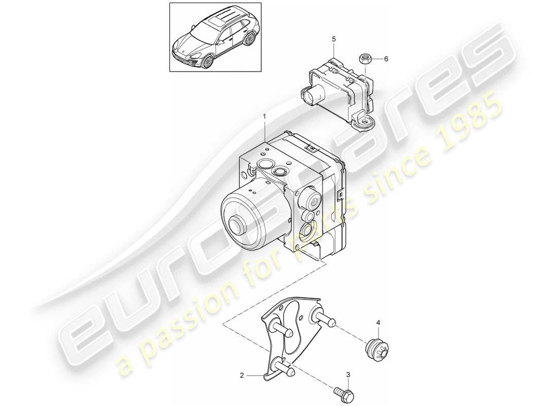 porsche 2012 (cayenne e2 92a) hydraulikeinheit ersatzteildiagramm
