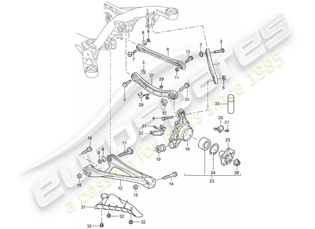 porsche 2008 (cayenne e1 9pa) hinterachse teilediagramm