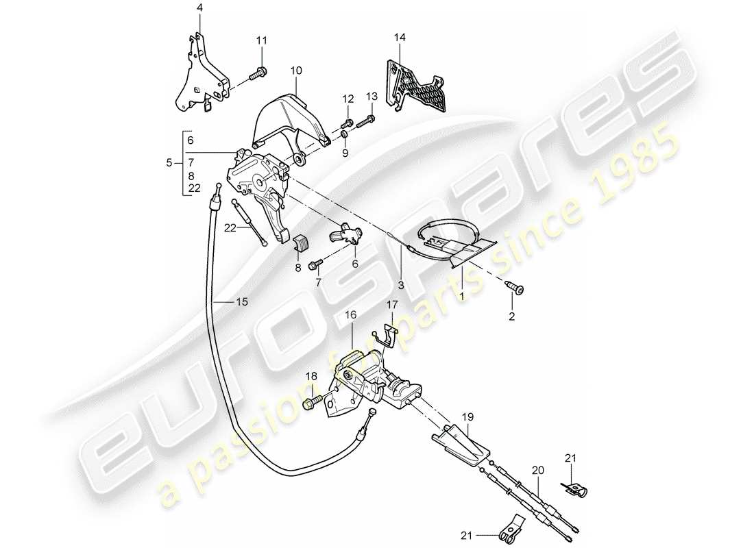 porsche 2007 (cayenne e1 9pa) fußoperat. feststellbremse teilediagramm