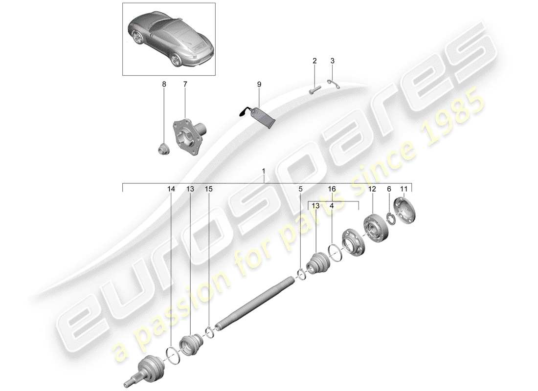 porsche 2014 (991-1) antriebswelle teilediagramm