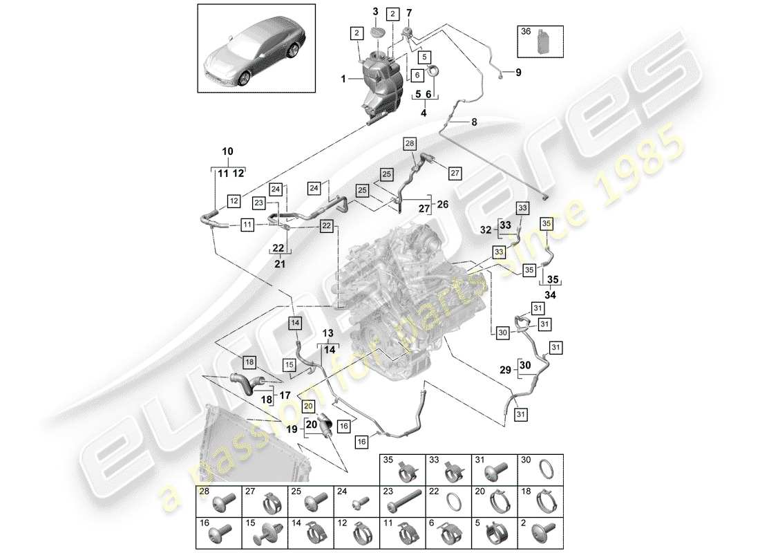 porsche 2017 (panamera 971-1) wasserkühlung teilediagramm