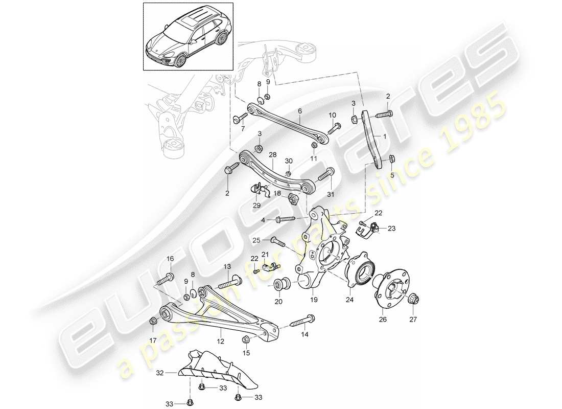 porsche 2016 (cayenne e2 92a) hinterachse teilediagramm