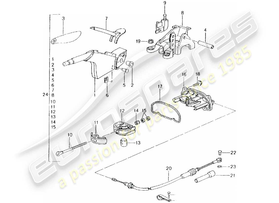 porsche 1998 (986 boxster) handbremse - handbremshebel ersatzteildiagramm