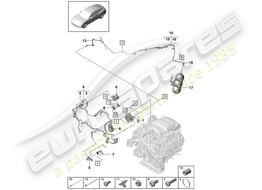 porsche 2019 (panamera 971-1) vakuumsystem teilediagramm