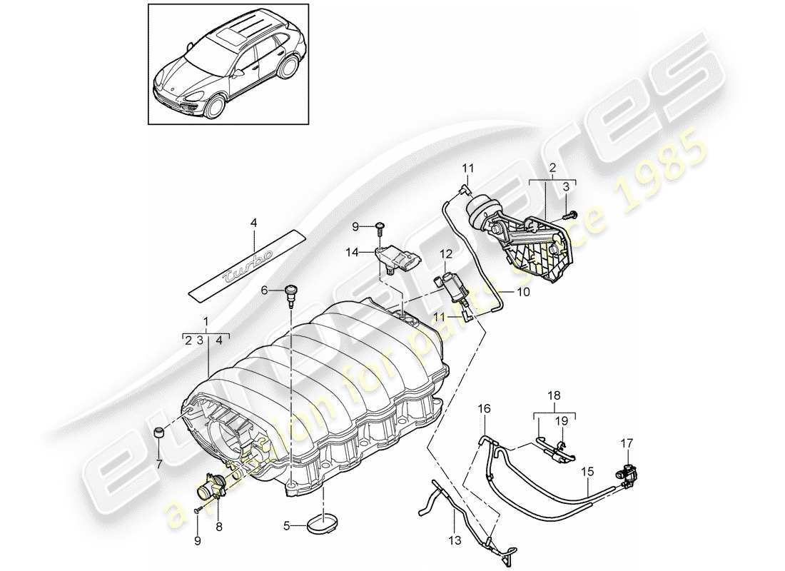 porsche 2011 (cayenne e2 92a) ansaugluftverteiler teilediagramm