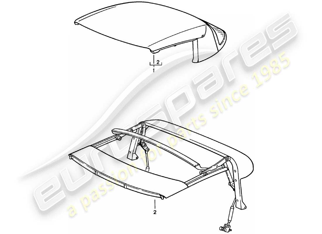 porsche 1982 (911) cabrioverdeck - verdeckrahmen - manuell ersatzteildiagramm