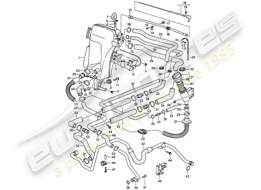 porsche 1994 (993) öltank - leitungen ersatzteildiagramm