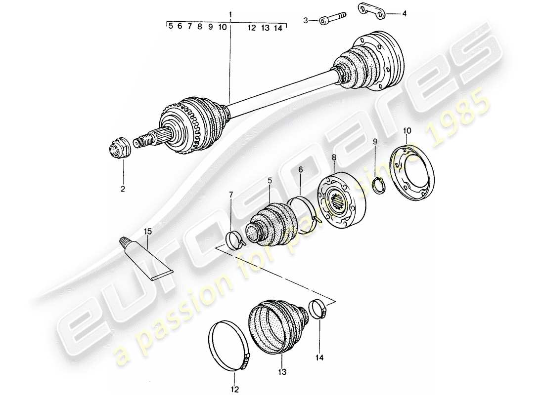 porsche 1995 (993) antriebswelle teilediagramm
