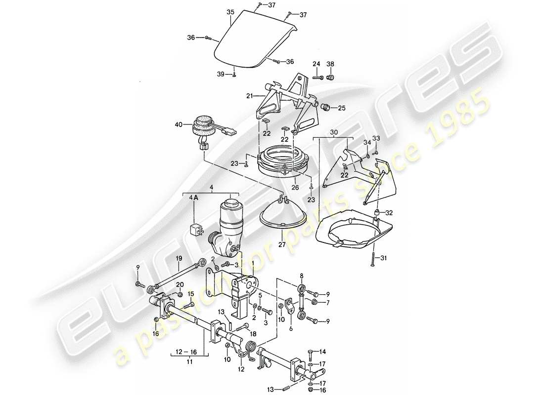 porsche 1989 (911) sondermodell - flatnose design - pop-up-scheinwerfer ersatzteildiagramm
