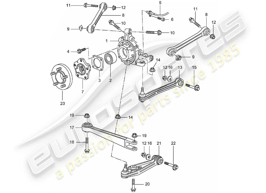 porsche 2004 (996) hinterachse - radträger - oberer lenker - radnabe ersatzteildiagramm