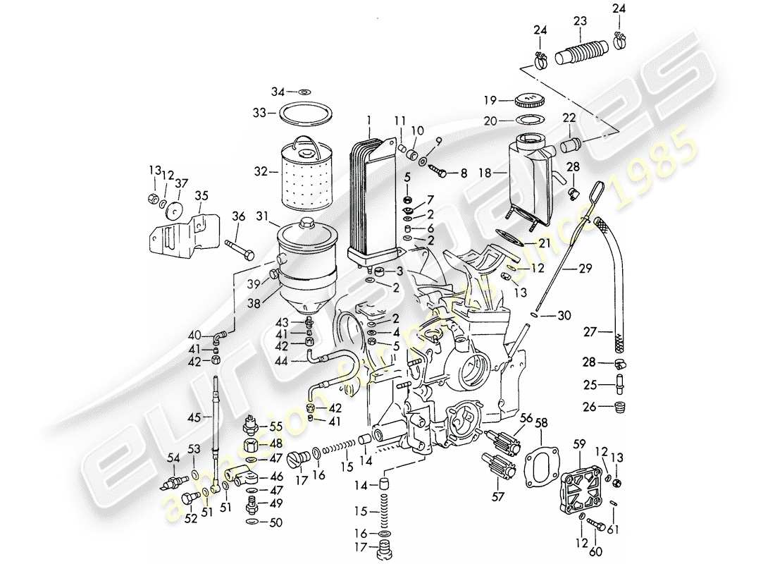 porsche 1969 (911/912) motorschmierung teilediagramm