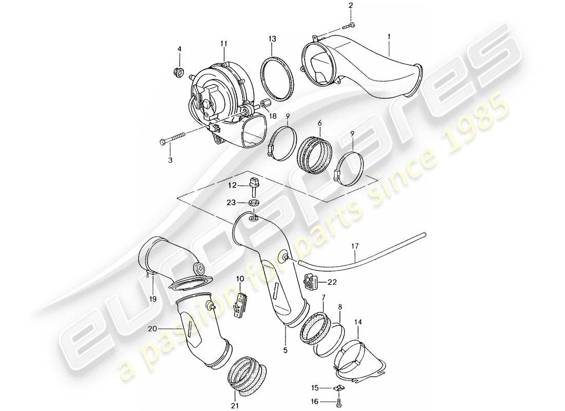 porsche 1994 (993) zusätzliches gebläse ersatzteildiagramm
