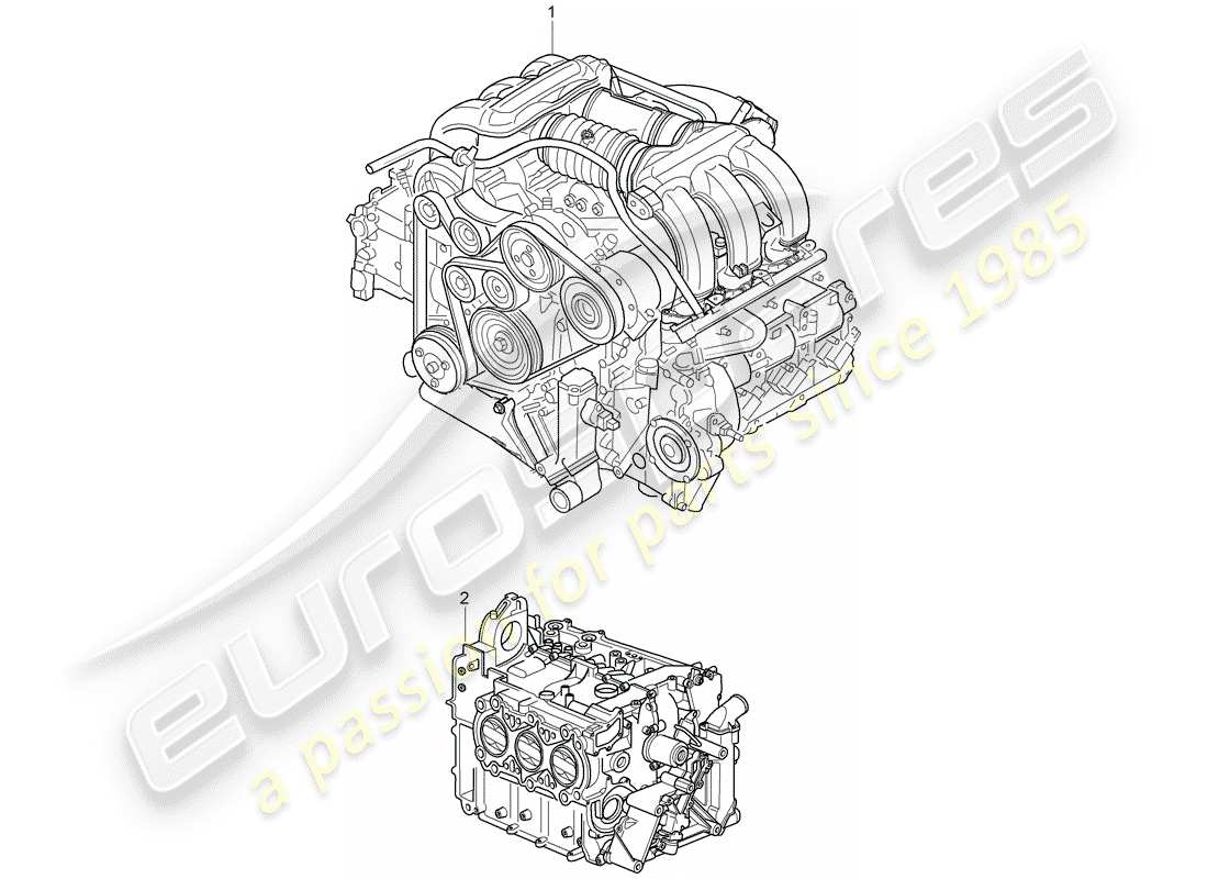 porsche 996 (2001) austauschmotor - ohne: - antriebsscheibe - tiptronic - ohne: - schwungrad - schaltgetriebe - ohne: - kompressor ersatzteildiagramm