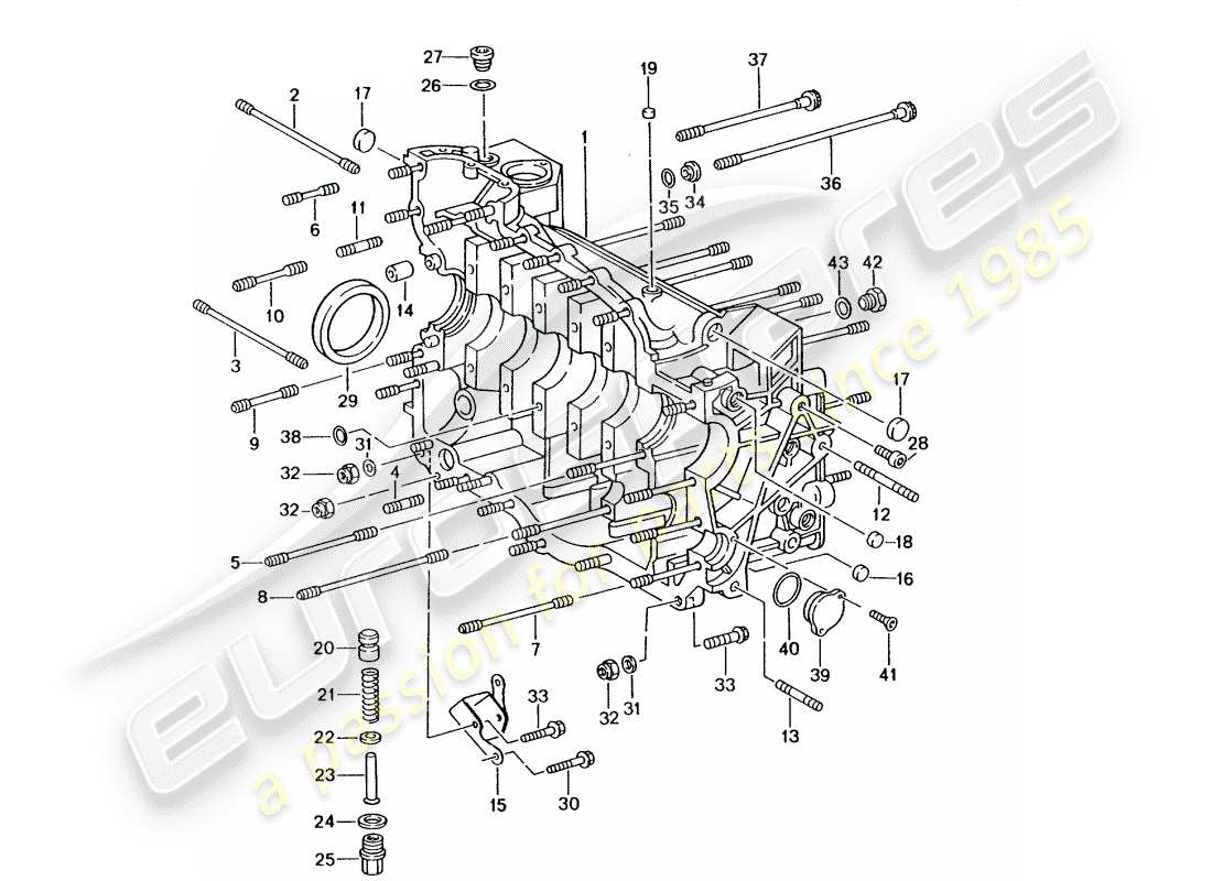 porsche 2005 (996 gt3) kurbelgehäuse-teilediagramm