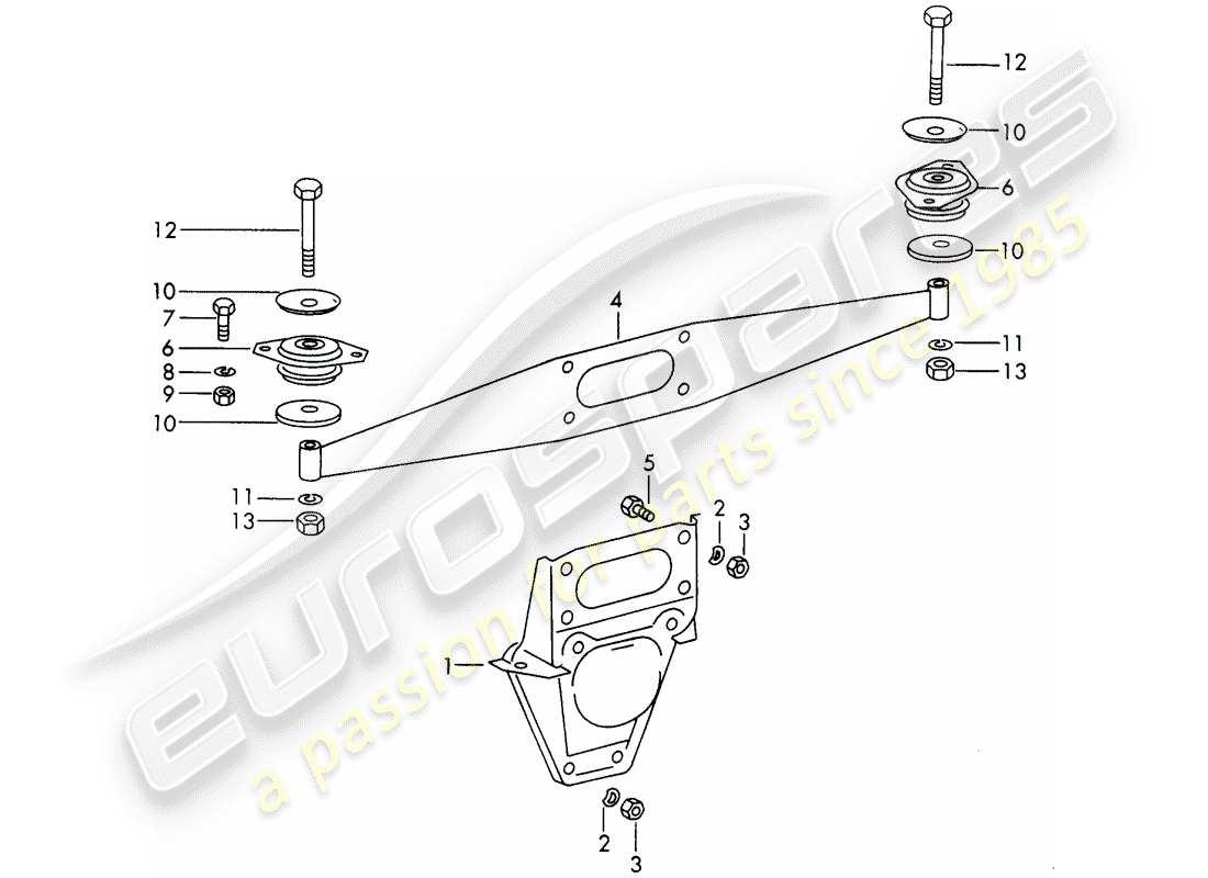 porsche 1969 (911/912) motoraufhängung teilediagramm