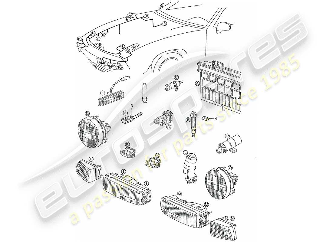 porsche 1988 (928) harness-ersatzteildiagramm