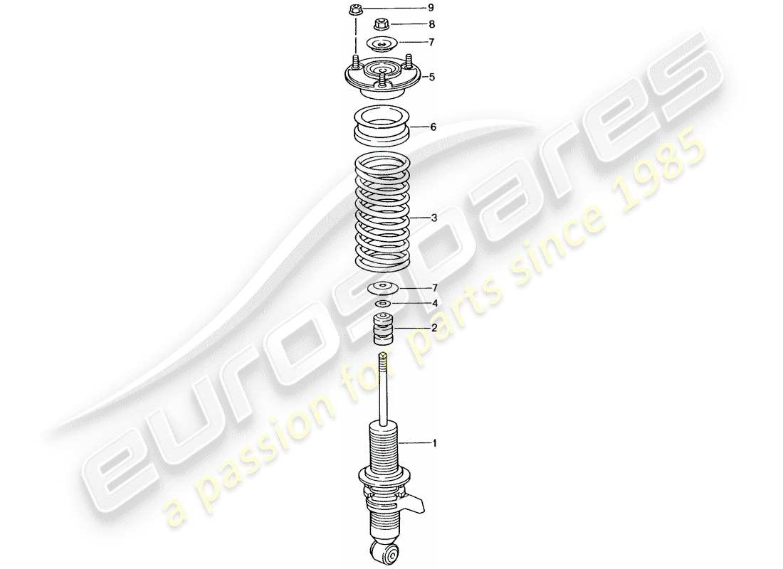 porsche 2001 (996 gt3) stossdämpfer - schraubenfeder ersatzteildiagramm