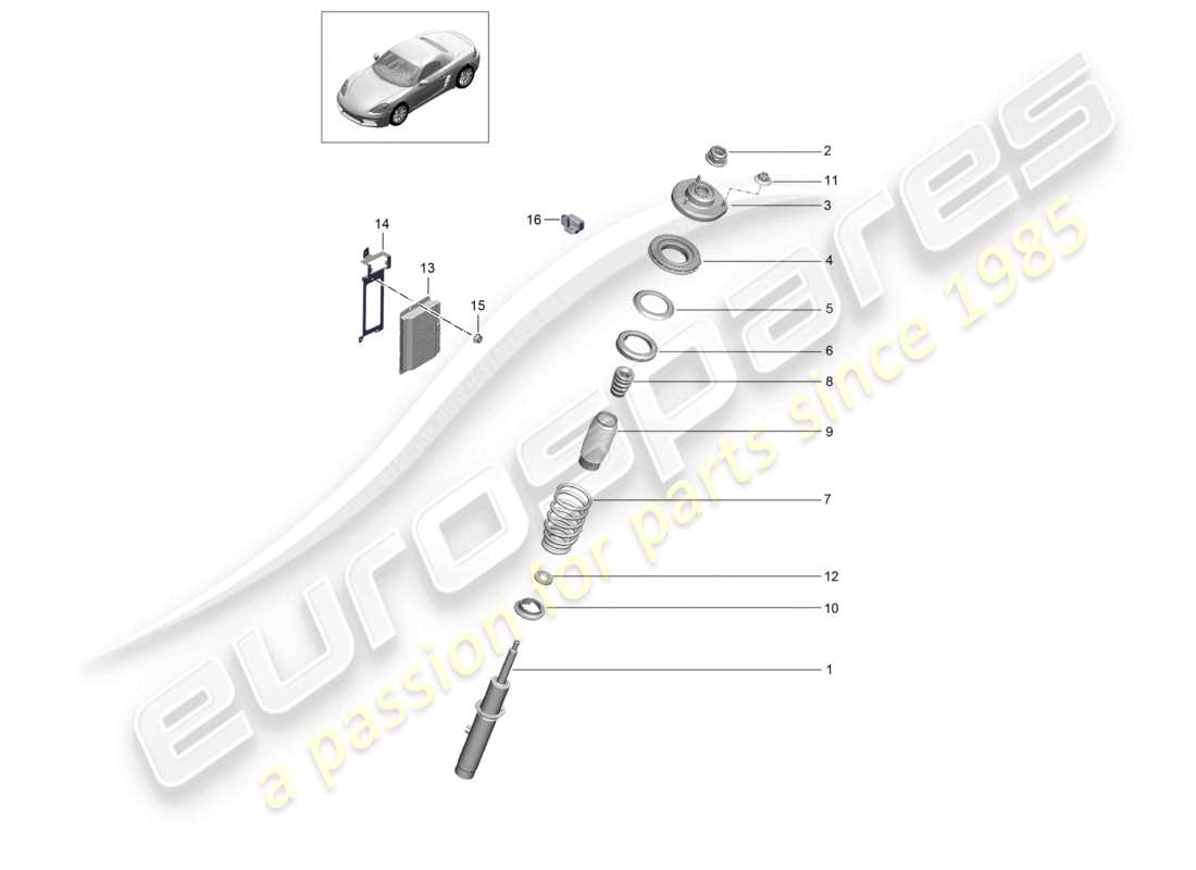 porsche 2020 (718 boxster) federung stoßdämpfer teilediagramm
