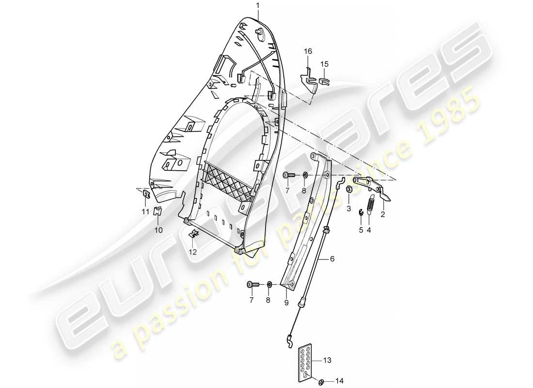 porsche 2003 (986 boxster) rückenschale - standardsitz - komfortsitz ersatzteildiagramm