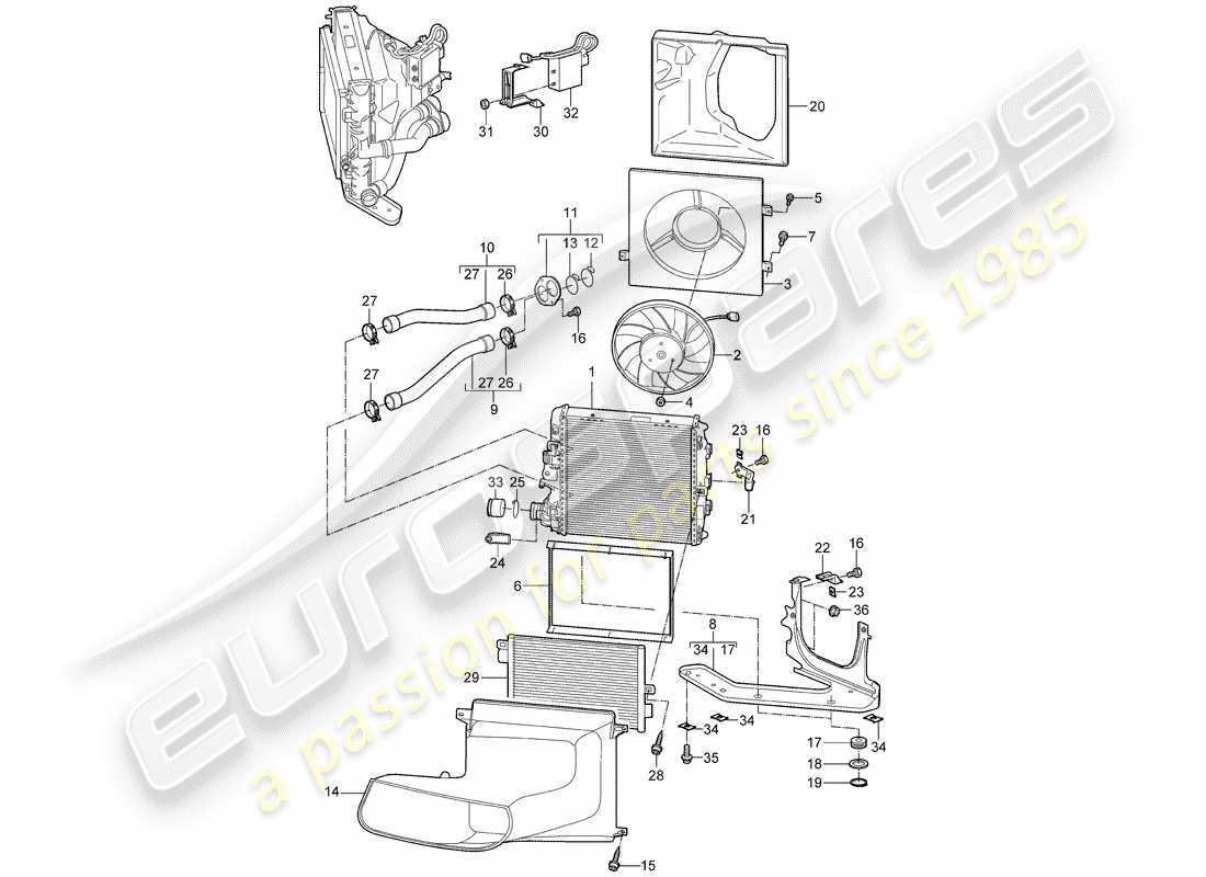 porsche 2005 (987 boxster) wasserkühlung 3 ersatzteildiagramm