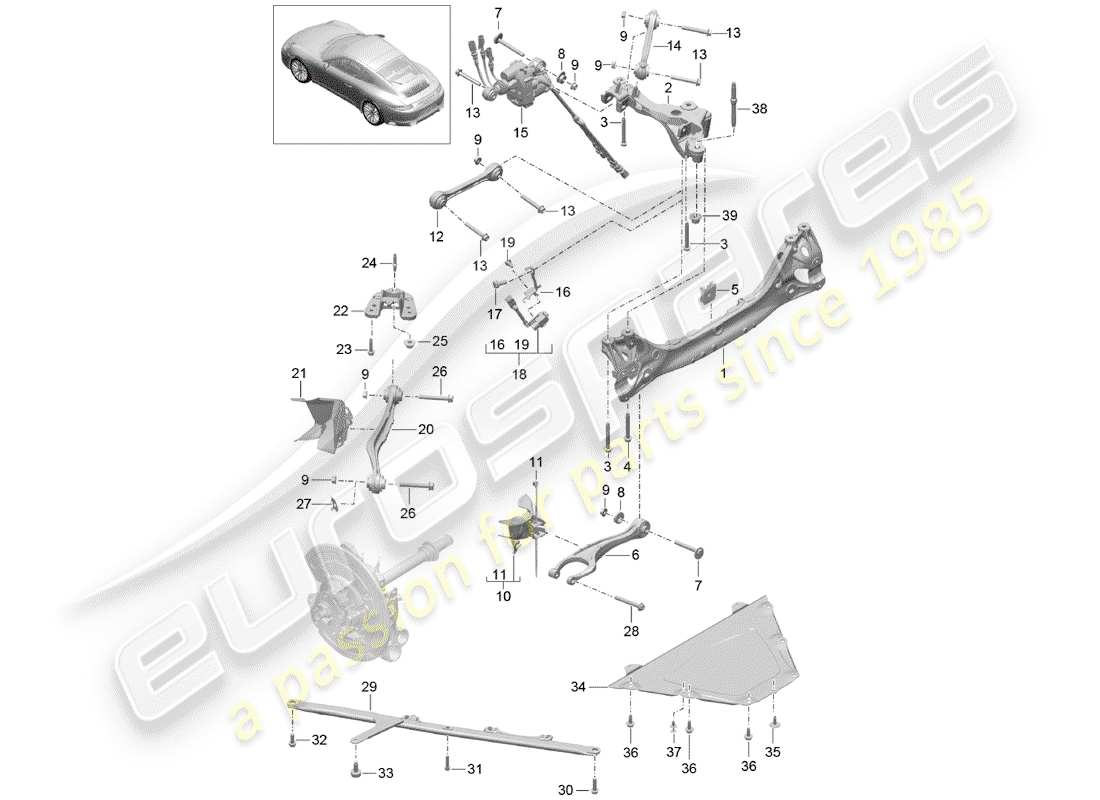porsche 2017 (991-2 turbo) hinterachse teilediagramm
