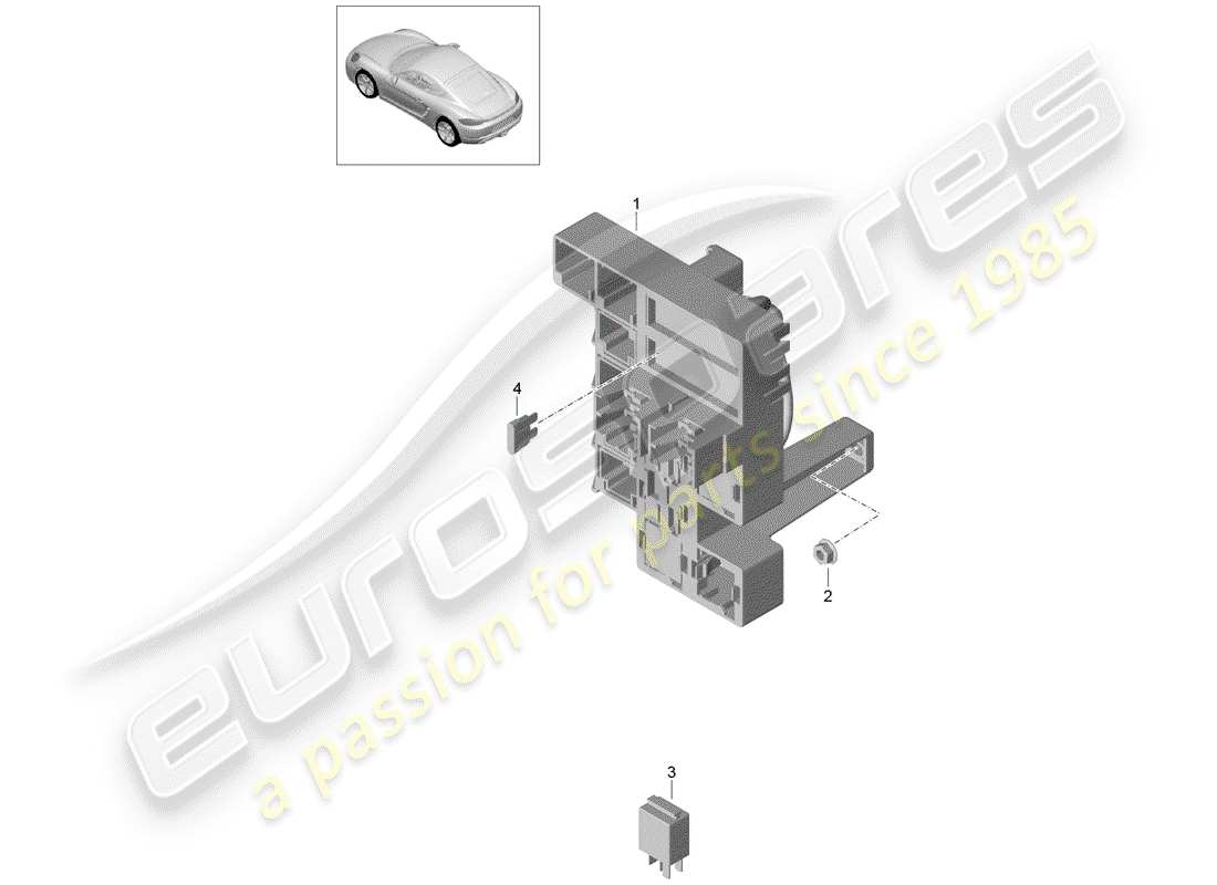 porsche 718 cayman (2020) sicherungskasten/relaisplatte ersatzteildiagramm