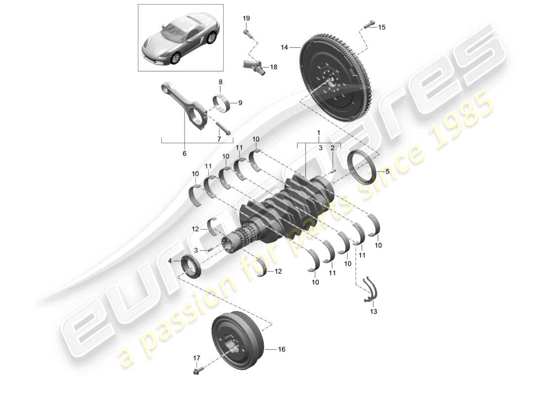 porsche 2020 (718 boxster) kurbelwelle teilediagramm
