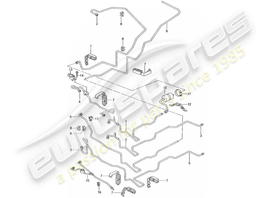 porsche 2001 (986 boxster) kraftstoffsystem teilediagramm