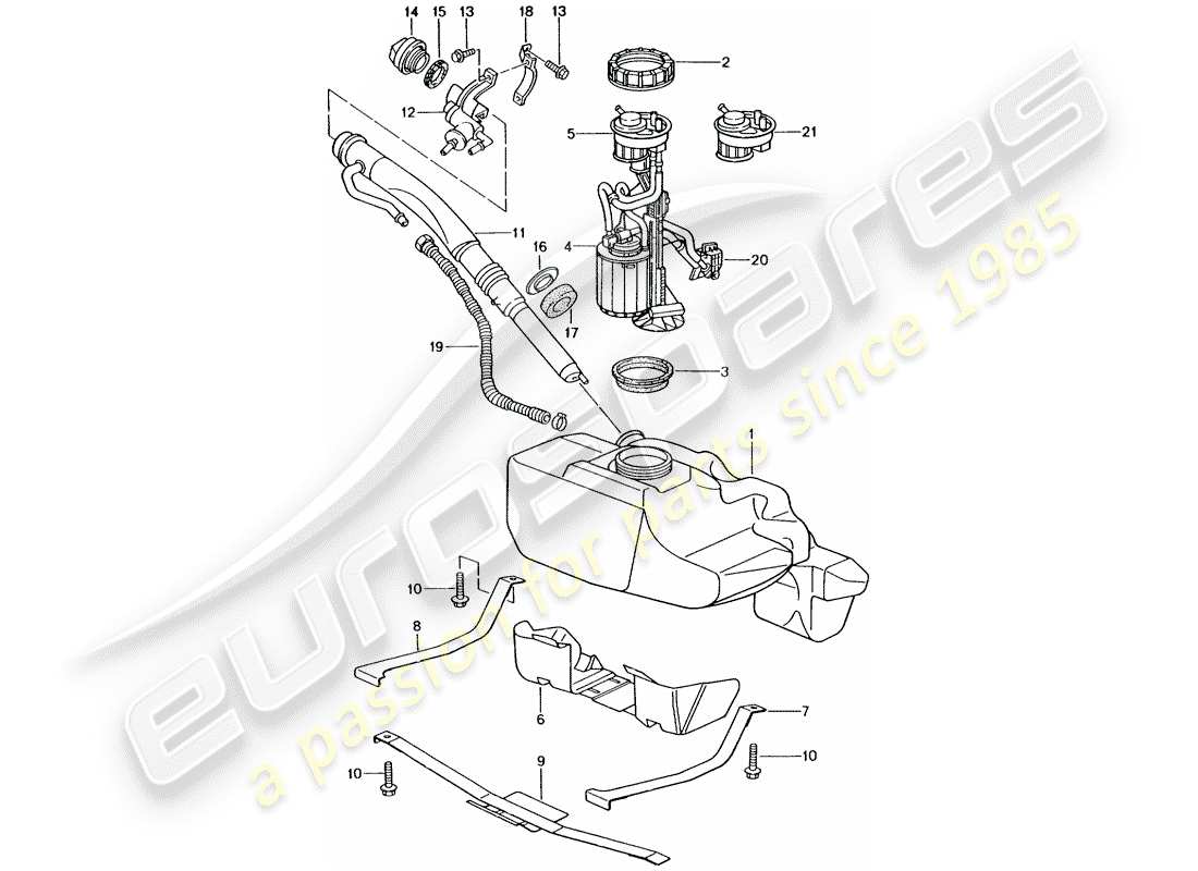 porsche 2005 (996 gt3) kraftstofftank teilediagramm