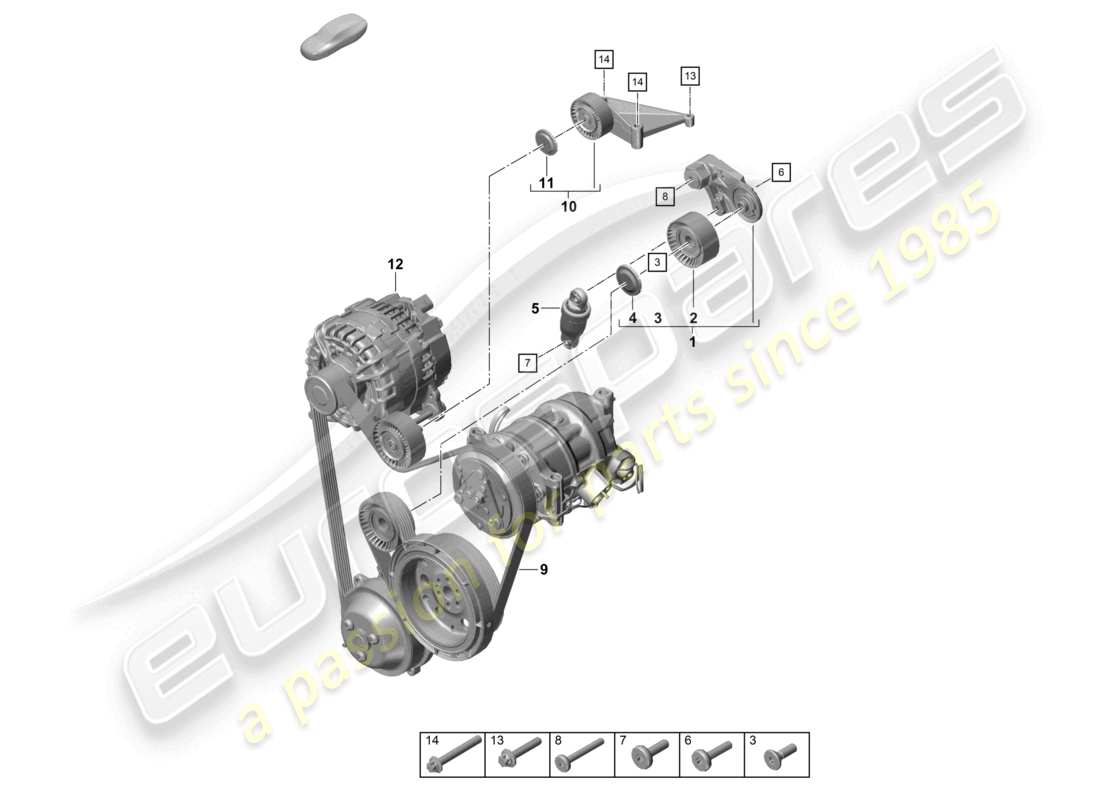 porsche 2020 (718 cayman) keilrippenriemen riemenspanner dämpfer teilediagramm