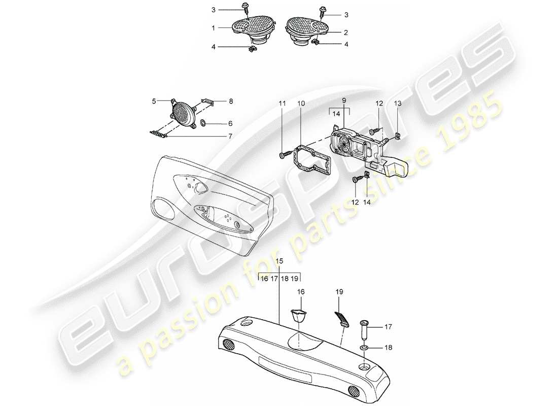 porsche 2003 (986 boxster) lautsprecher - d - mj 2002>> ersatzteildiagramm