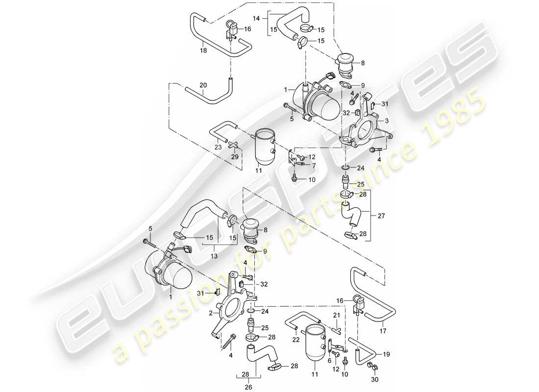 porsche 2006 (carrera gt) luftinjektion teilediagramm