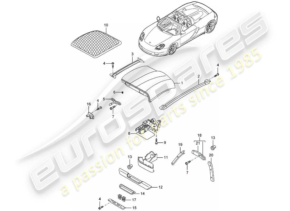 porsche 2006 (carrera gt) dach teilediagramm