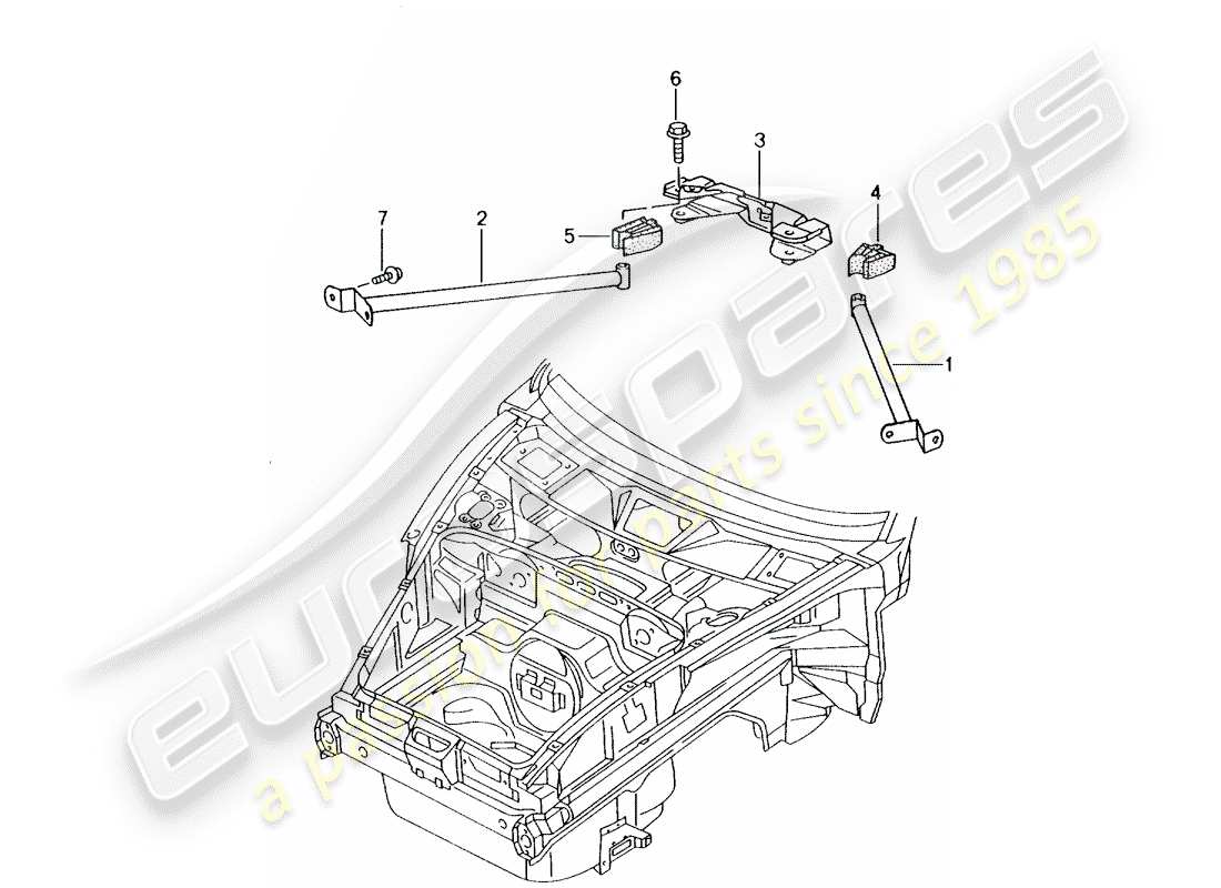 porsche 2002 (986 boxster) kuppelstrebe teilediagramm