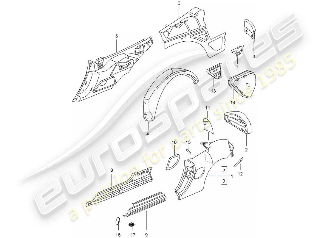 porsche 2002 (986 boxster) seitenverkleidung teilediagramm