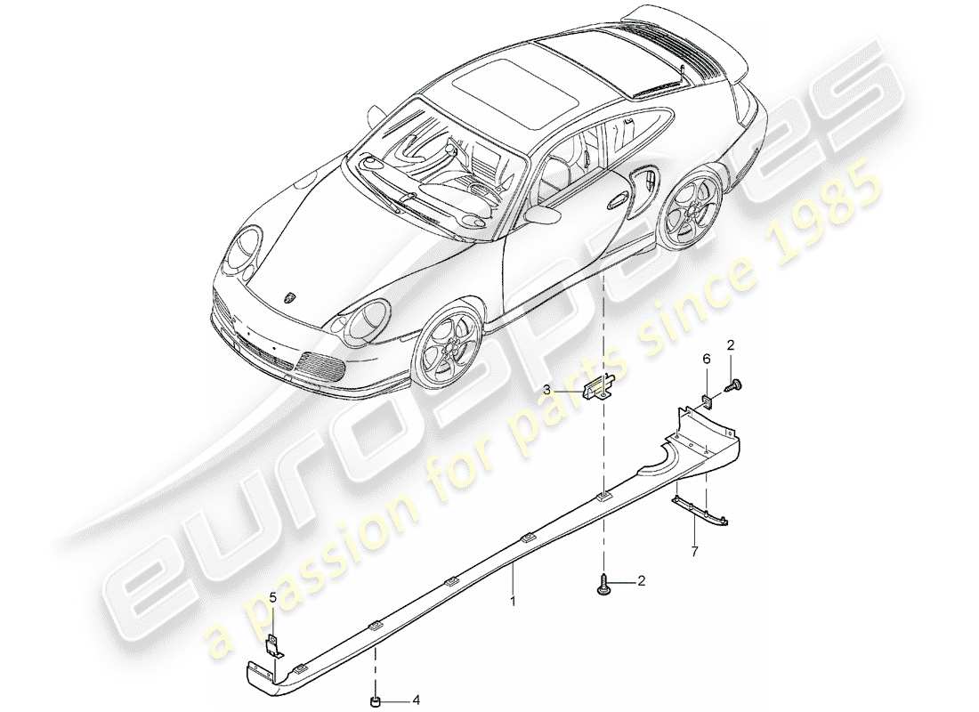 porsche 2002 (996 turbo / gt2) zierleiste - schwelle - einzelteile ersatzteildiagramm