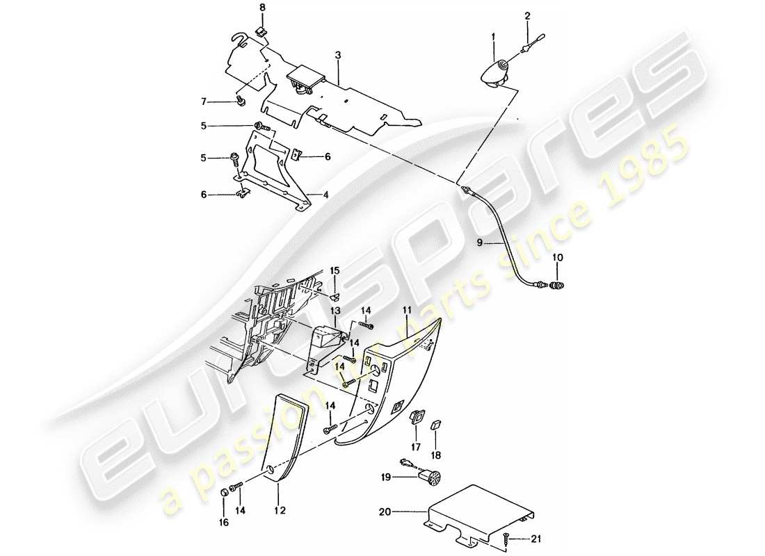 porsche 1997 (986 boxster) telefonvorbereitung teilediagramm